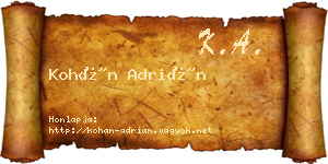 Kohán Adrián névjegykártya