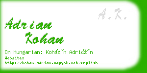 adrian kohan business card